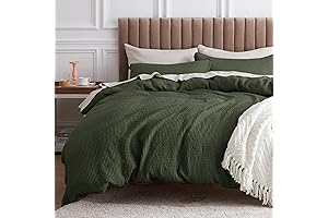 Bedsure Cotton Duvet Cover Queen 90x90, Dark Green Duvet Cover Set Queen Size