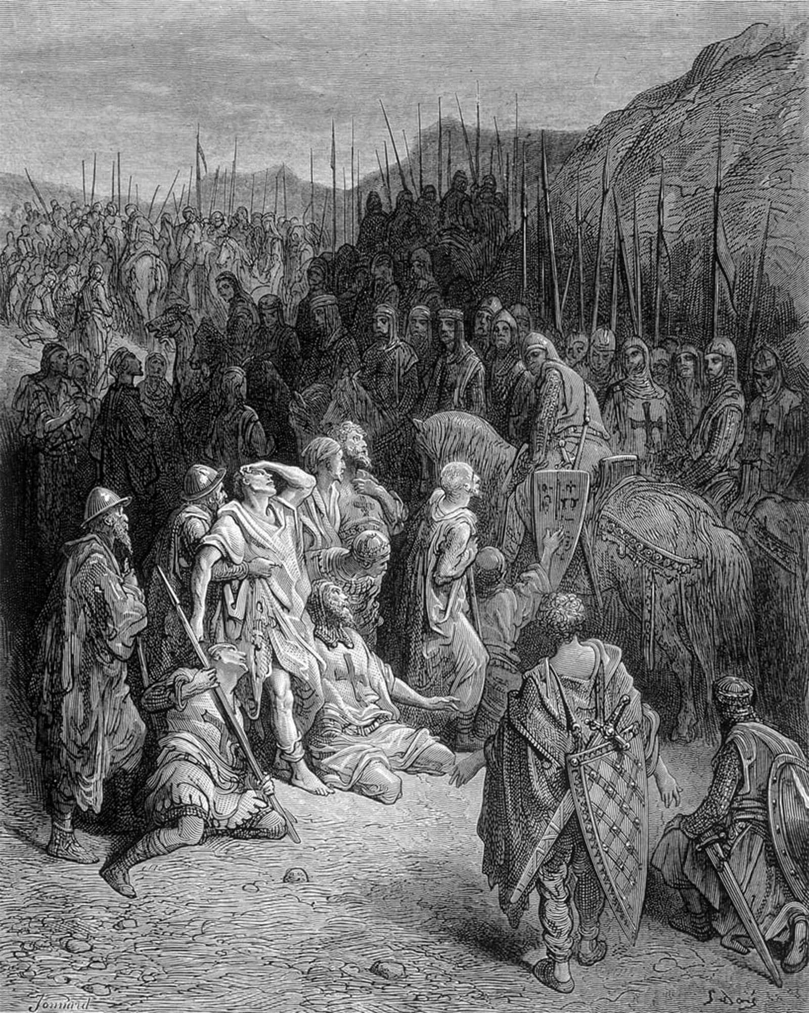 ARTXLXXBN Famous Art Print Poster Vintage Wall Art Godefroi Meeting the Debris of Peter's Armee by Gustave Dore Canvas Art Poster for Home Decor 60x90cm