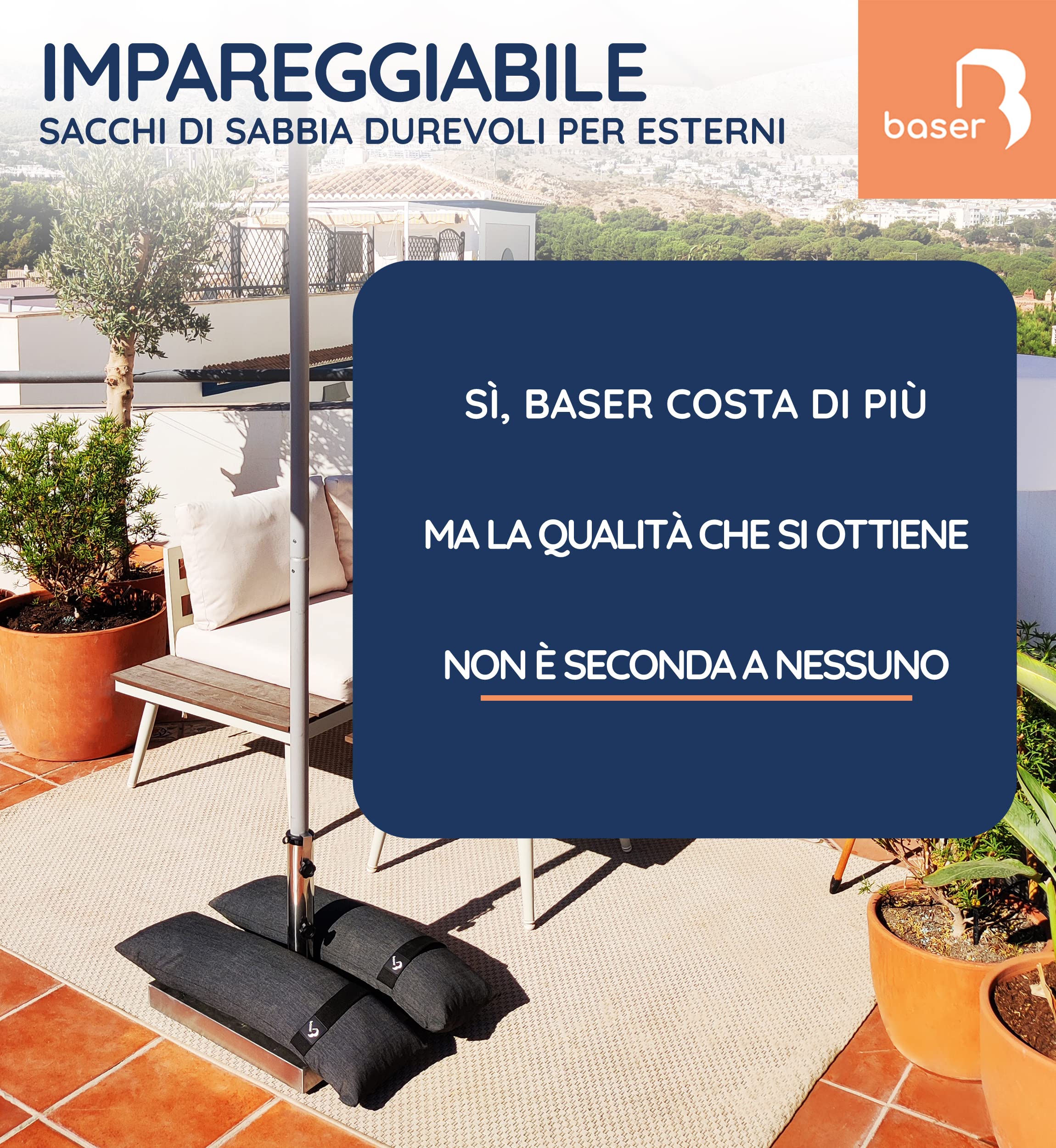 Baser Sacchi di Sabbia, 2 x 15kg Pesi per Gazebo Pieghevole, Pergolato da Giardino & Ombrelloni, Base per Gazebo Esterno Resistente, Grigio