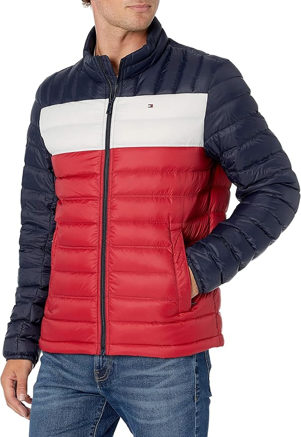 Tommy Hilfiger Men's Quilted Lightweight Colorblock Hooded
