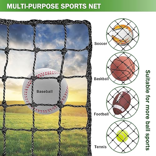 Miniatura 3 de Redes de protección trasera de béisbol y sóftbol, red deportiva resistente con kit para colgar, barrera de red deportiva para patio trasero, red de