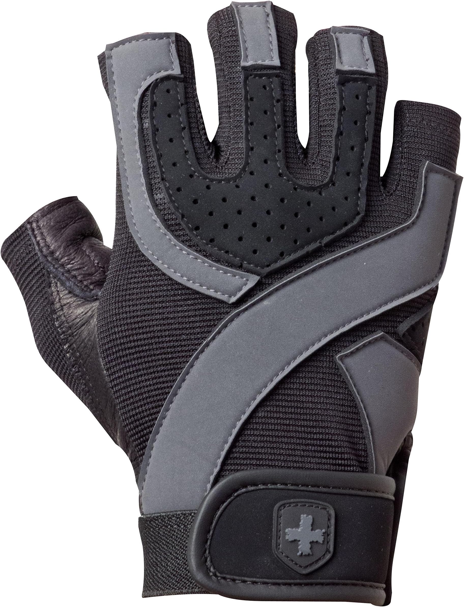 Harbinger Training Grip Non-Wristwrap Weightlifting Gloves with TechGel-Padded Leather Palm (Old Style), Small