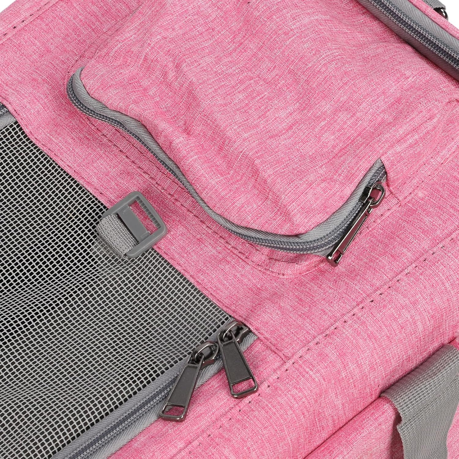 Asixxsix Pet Travel Carrier, Airline Approved Foldable Cat Carrier Dog with Wheels Telescopic Handle Adjustable Straps for Small Medium Cats Dogs (Pink)