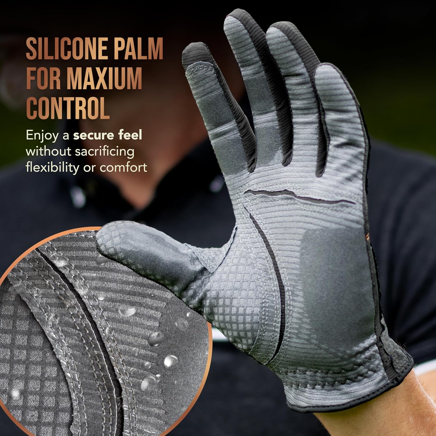 Copper Tech Men’s Golf Gloves (2 Packs) - Joint Support for Golfers with Copper Compression-Comfort & Joint- Friendly - Golf Gloves Men