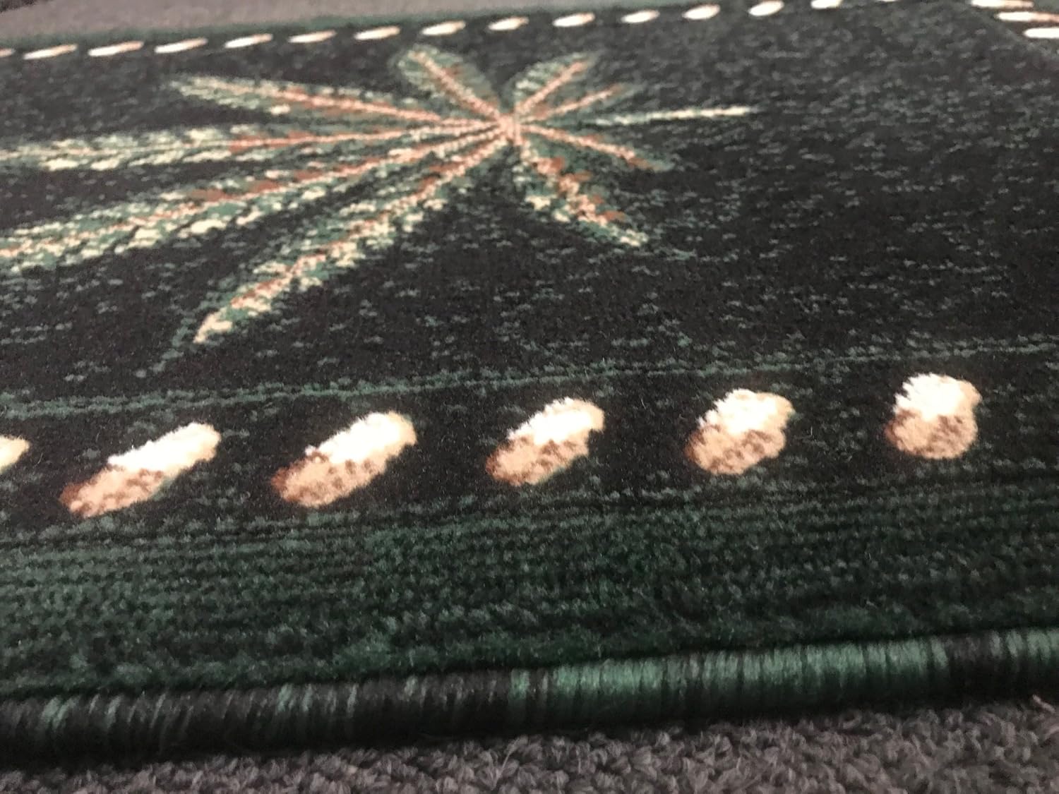 Americana Marijuana Door Mat Rug Black &Green Design#139 (2ftx3ft)