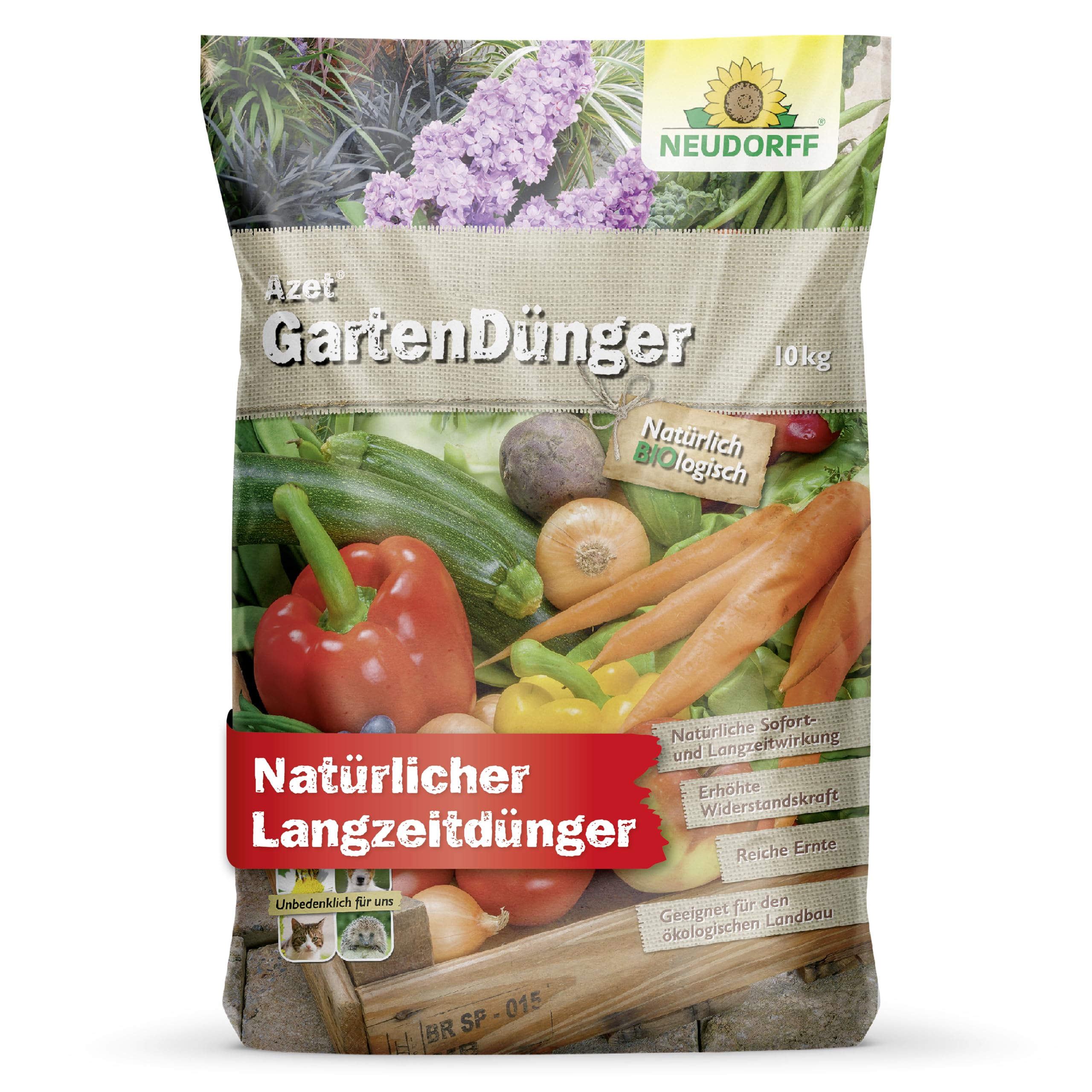 Neudorff Azet Gartendünger – Bio Universaldünger fördert die Blühkraft und reiche Ernte aller Gartenpflanzen mit natürlicher Sofort- & Langzeitwirkung, 10 kg