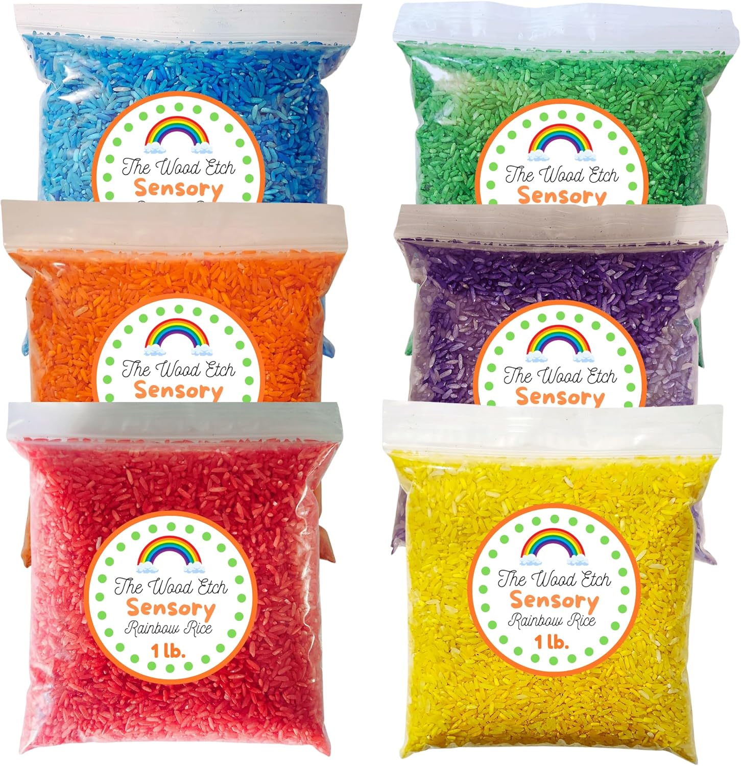 Creative Party Designs The Wood Etch Rainbow Colored Rice, 6 Lbs Bulk Pack, Non-Toxic Sensory Bin Filler for Kids Art, Crafts and Learning Activities - Image 2