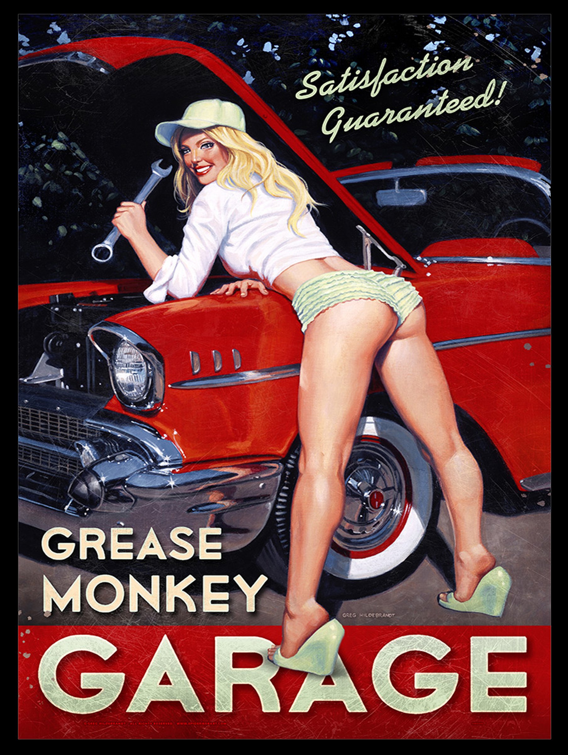 Shawprint Limited Grease Monkey Garage, Metal Tin Fridge Magnet, 100Mm X 75Mm, Novelty Gift