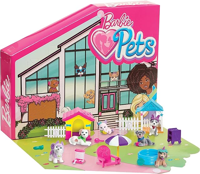 Barbie Pets Dreamhouse Pet Surprise Playset, Includes 6 Pets, Two Pet Homes, and Over 15 Accessories, Kids Toys for Ages 3 Up, Amazon Exclusive