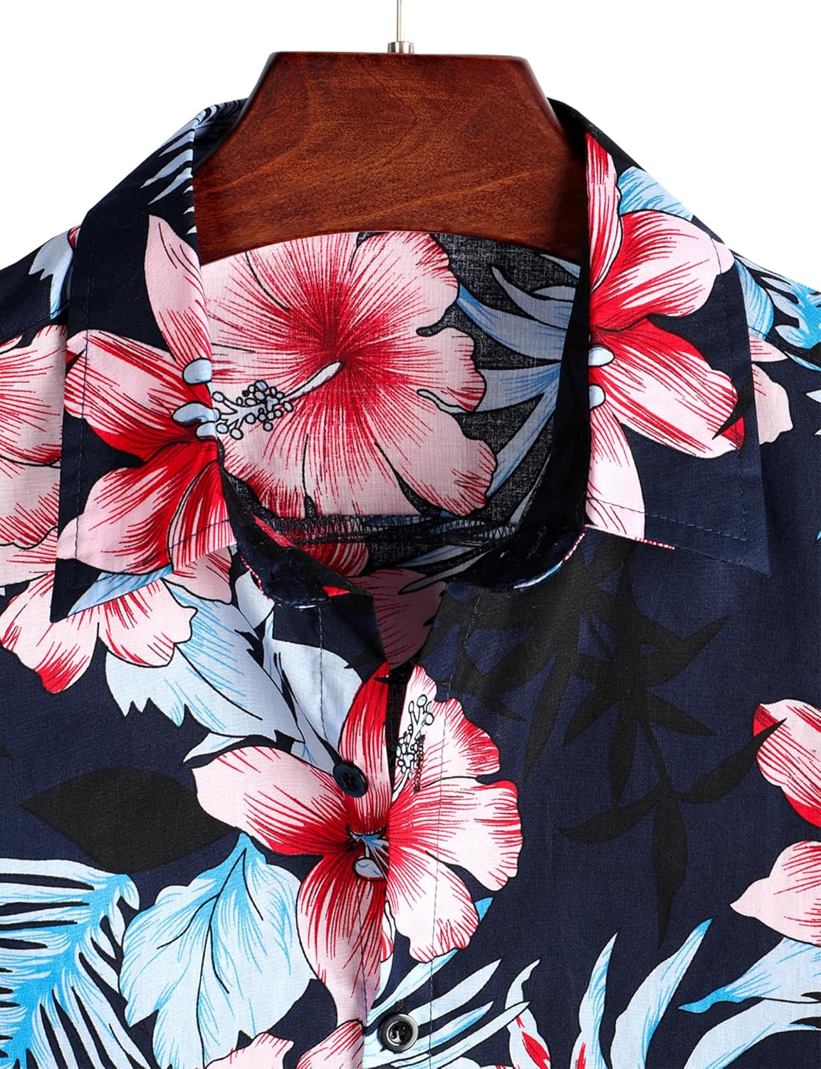 VATPAVE Mens 100% Cotton Hawaiian Shirts Floral Short Sleeve Button Down Shirts Summer Beach Shirts - Image 4
