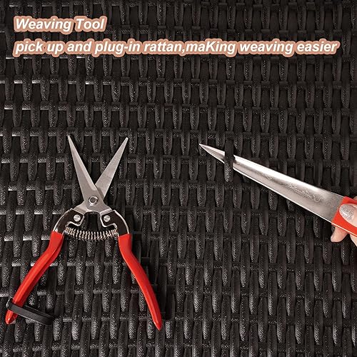 Miniatura 9 de Kit de reparación y reemplazo para asientos de correas de bastón (mimbre + herramienta de tejido), mimbre de plástico para silla reclinable, café y