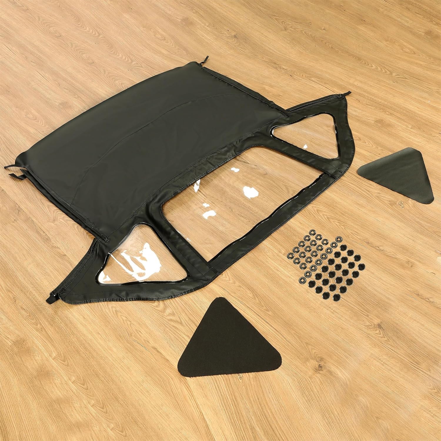 KUAFU Convertible Soft Top Replacement Compatible with 1971-1981 Triumph Spitfire Soft Roof w/Clear Plastic Window Sailcloth Vinyl - Black