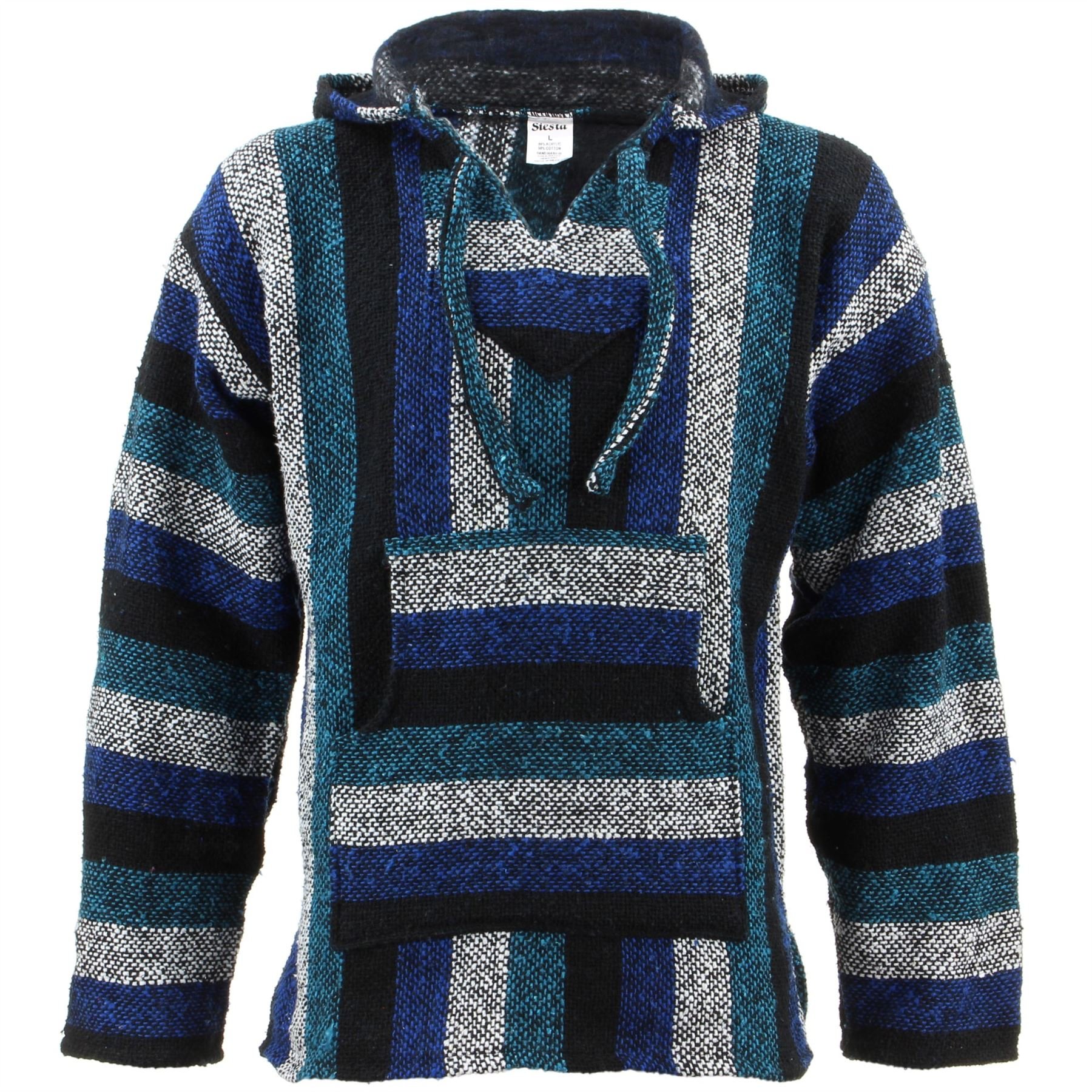 Siesta Mexican Baja Jerga Hoody - Cool Blue (XX-Large)