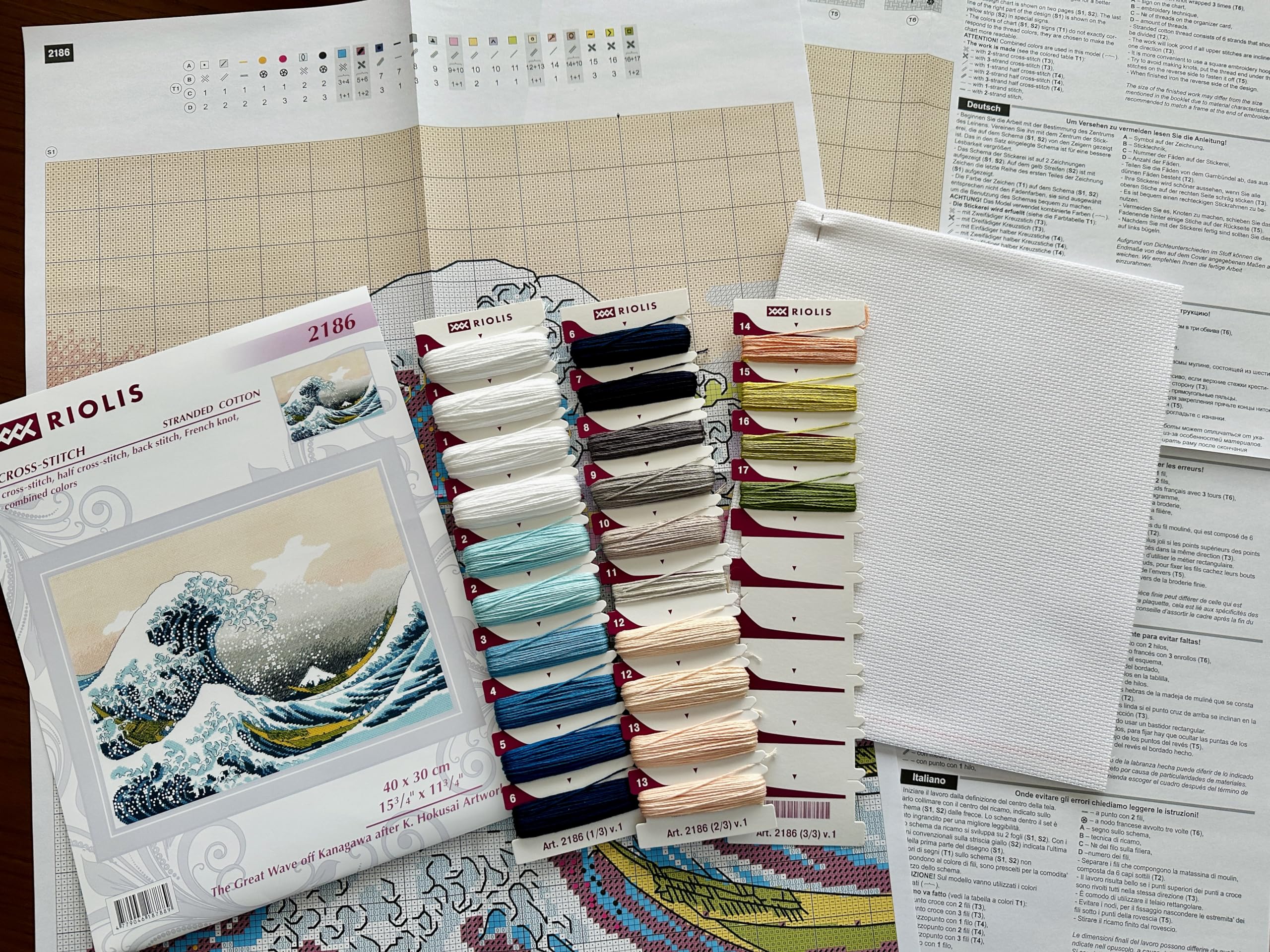 RIOLIS La grande onda di Kanagawa da un'opera d'arte di K. Hokusai 2186, Punto croce 40x30cm, Punto croce kit da ricamare, Disegni da ricamare, Embroidery kit, Set punto croce, Kit ricamo punto croce