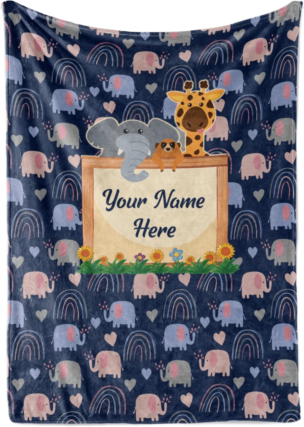 Personalized Jungle Animal Baby Blanket for Newborns and Toddlers, Plush, Warm, and Ultra Soft Throw with Giraffe, Koala, Kangaroos, and Lion, Designer Nursery Room Bedding, (Fleece 30x40)