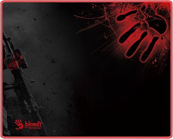 B-081 Medium Sized Gaming Surface & Esports Mouse Pad - Waterproof Smooth Surface, Anti-Slip Rubber Base - Black - Textured for Absolute Precision. Stitched Edges