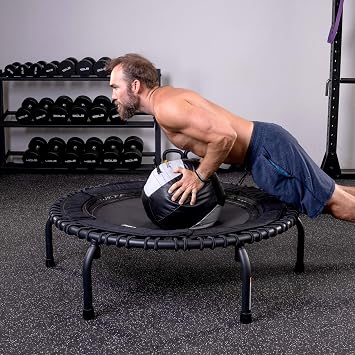JumpSport 550 Workout Rebounder for Adults, 44 | PRO CE | Mini Exercise Fitness Trampoline Jumper with Cables | Black
