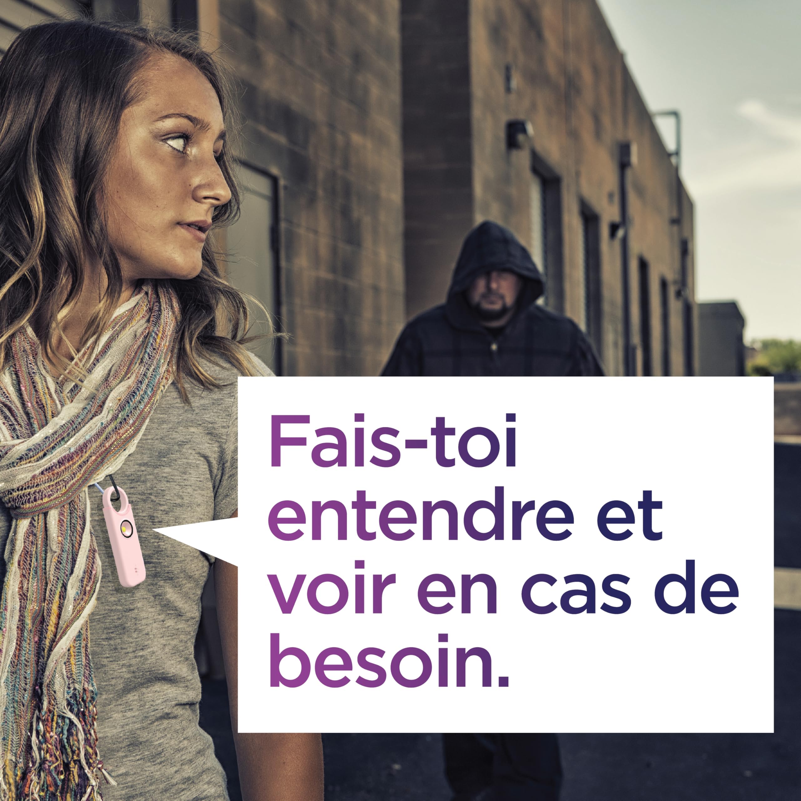 SnapSiren: Alarme Personnelle Anti-Agression 135dB pour Femme - Sifflet de Défense Électronique avec Lampe et Détecteur de Mouvement - Kit de Sécurité Portable (Noir)