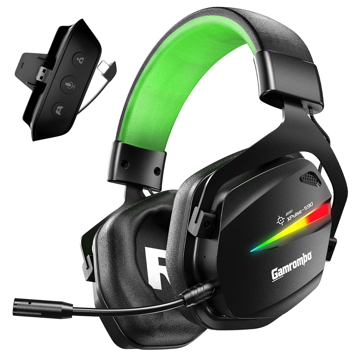 Gamrombo Wireless Gaming Headset for Xbox with Game/Chat Audio Balance, Gaming Headset with Mic Mute, 3D Surround Sound, Bluetooth Headset Works with PS5, PS4, Mac, PC, Detachable Microphone