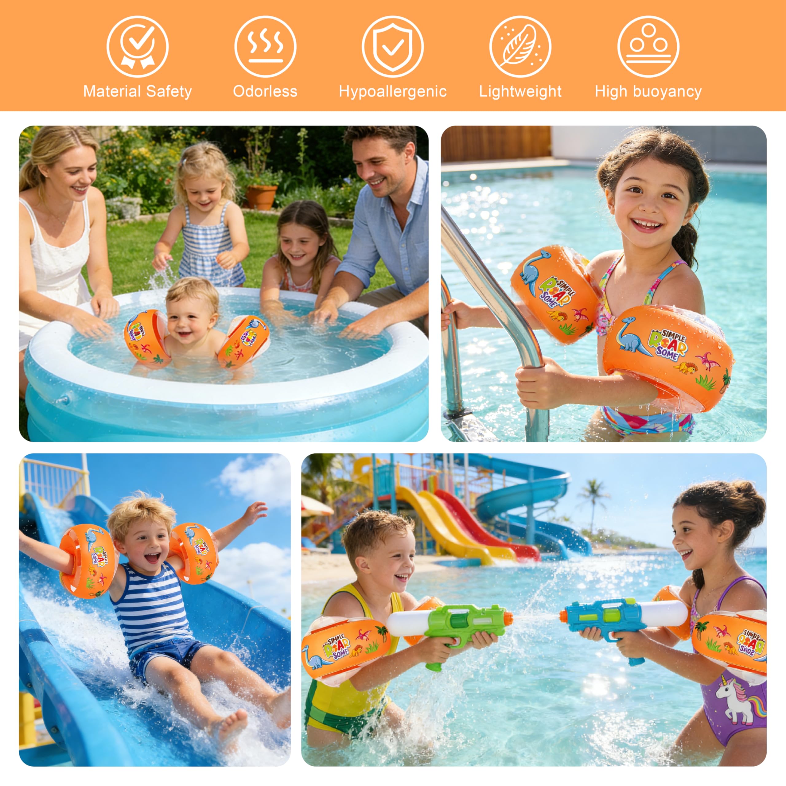 Betensh – Brassards De Natation Verts, Triple Chambre, Pour 1 à 6 Ans (6-20 Kg), Gonfleur Inclus, Norme EN13138
