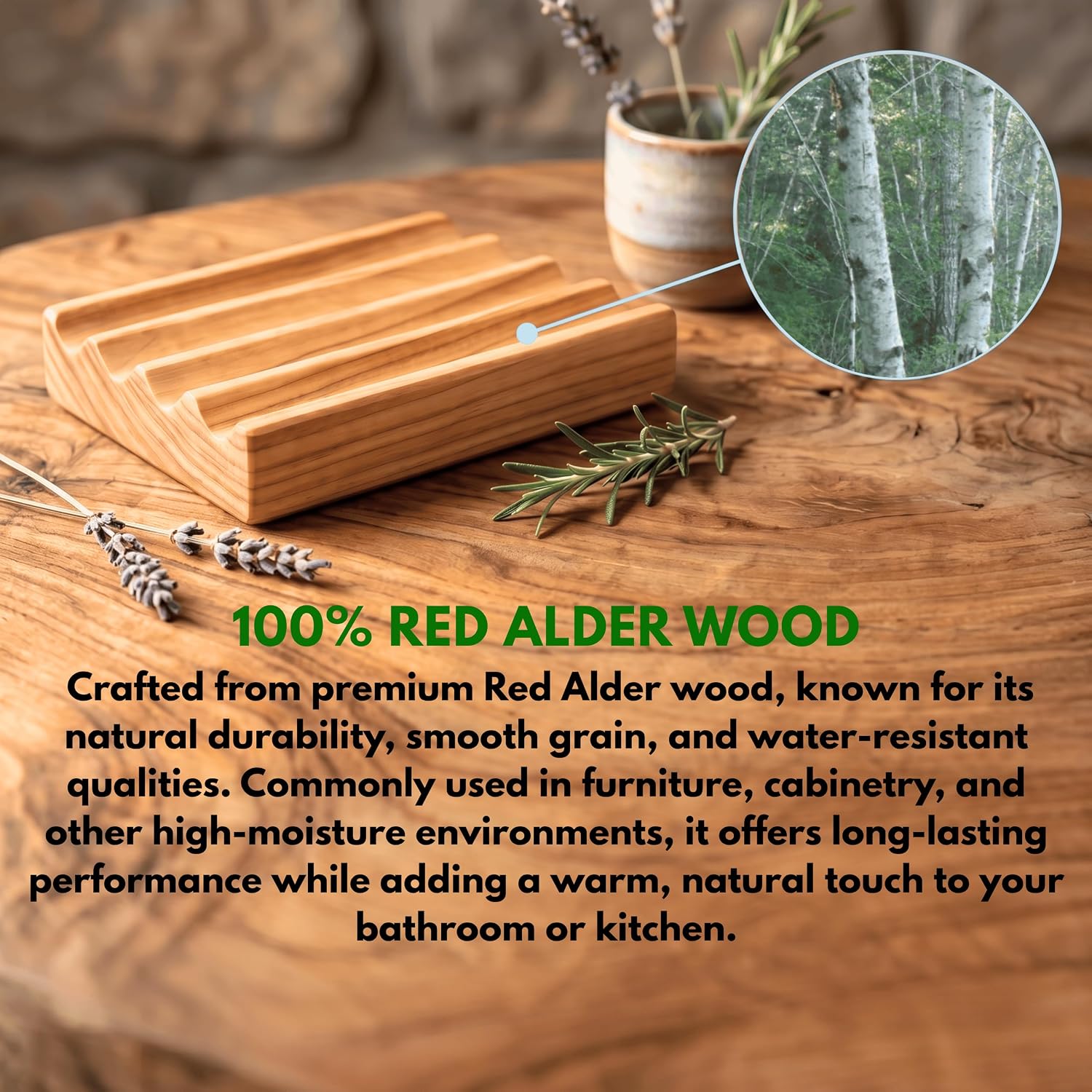 Handcrafted Wood Soap Dish 2 Pack - Draining Dish for Our Soap Bars - Natural Red Alder Wood - No Chemical Varnish, Lacquer or Stain is Used - Handmade in The USA (Regular Size)