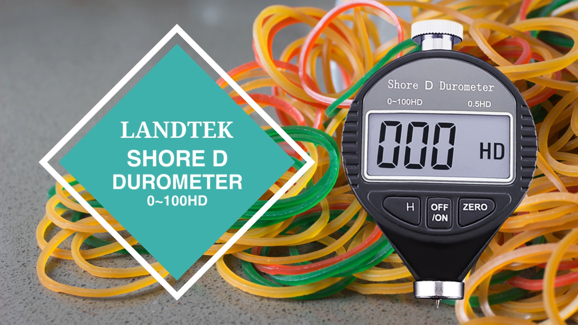 Image of Rubber Hardness Tester Digital Shore Type D Durometer Hardness Tester 0~100HD Shore D Tire Hardness Tester Meter with LCD Display for Ultra-Hard Rubber,Thermal Plastic,Tire,Resin, Fiber,Glass