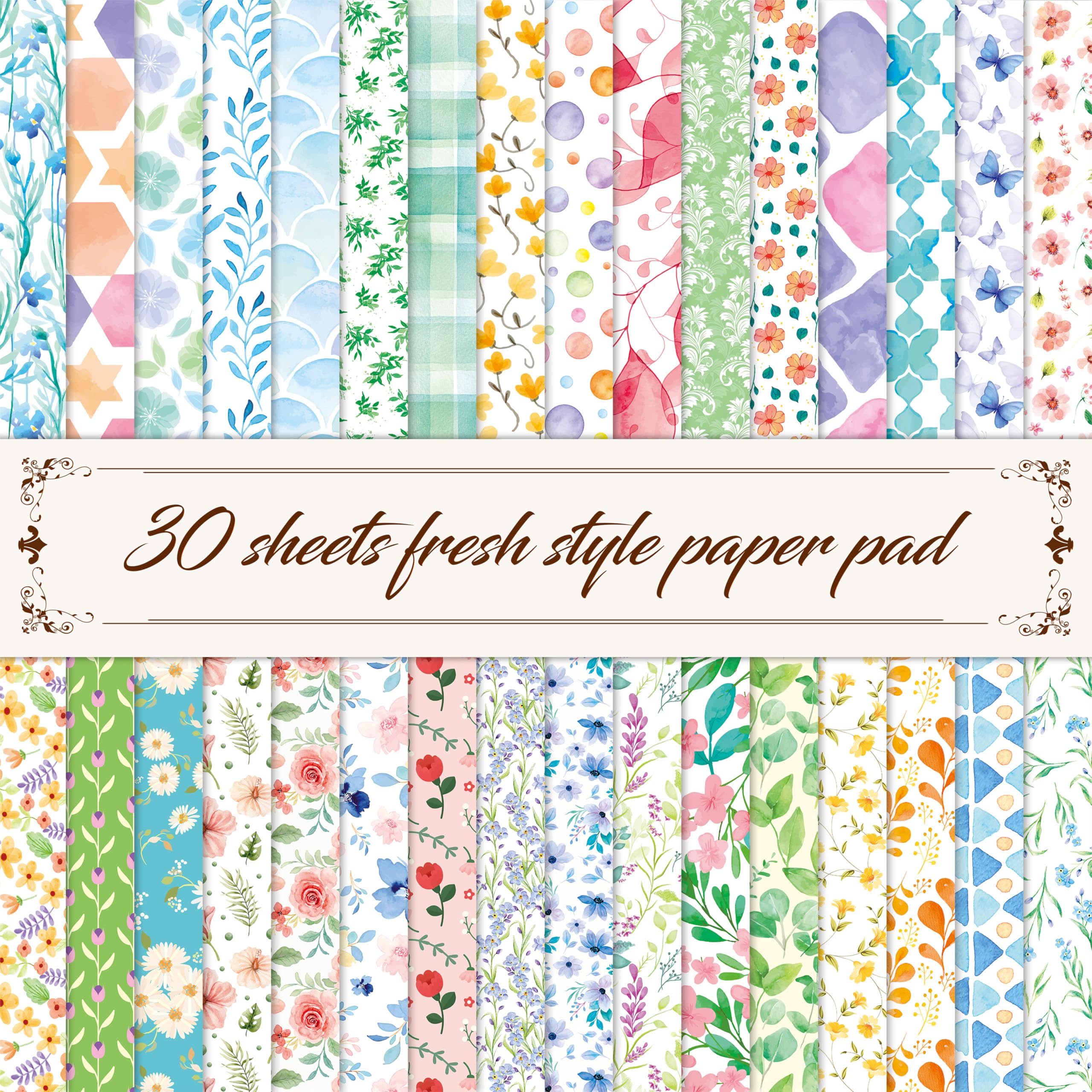 Vintage Scrapbook Paper Pad - 30 Sheets -8