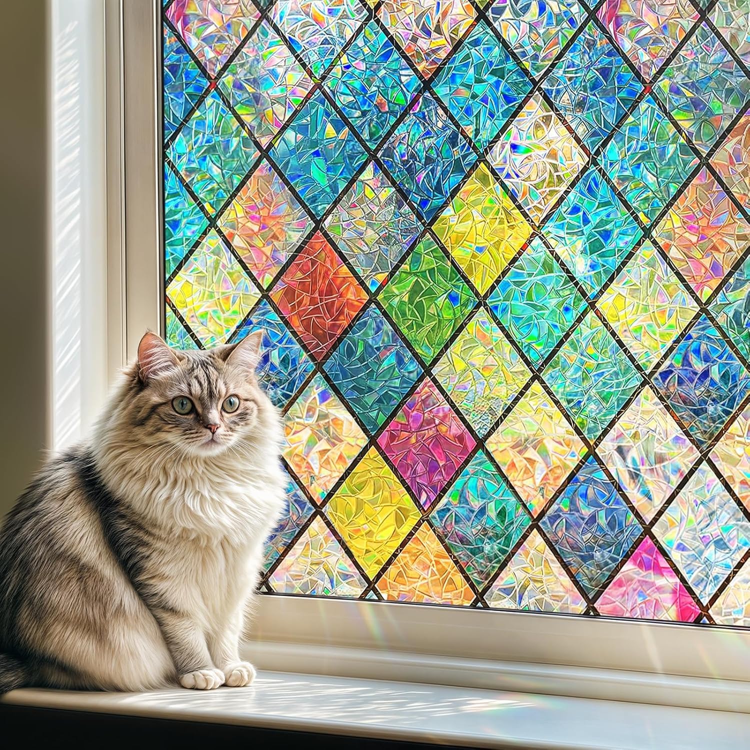 Pellicola Per Finestra A Effetto Arcobaleno, Privacy 70% E Anti-UV, Autoadesiva Senza Colla, 30x200 Cm, Per Casa E Cucina