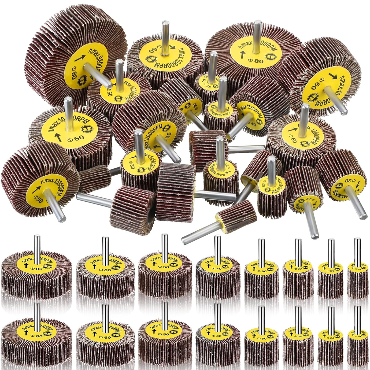 Gisafai 96 Pcs 1/4" Flap Wheel Sander for Drill, 80 Grit
