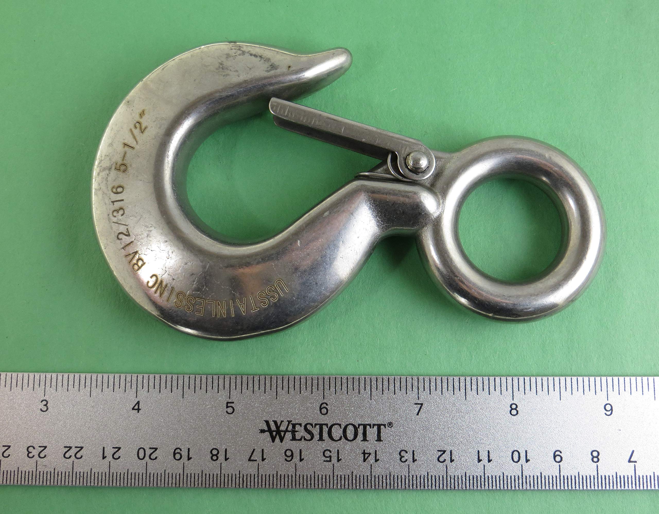 Mousqueton rigide en acier inoxydable 316 avec loquet de sécurité 5 1/2" qualité marine