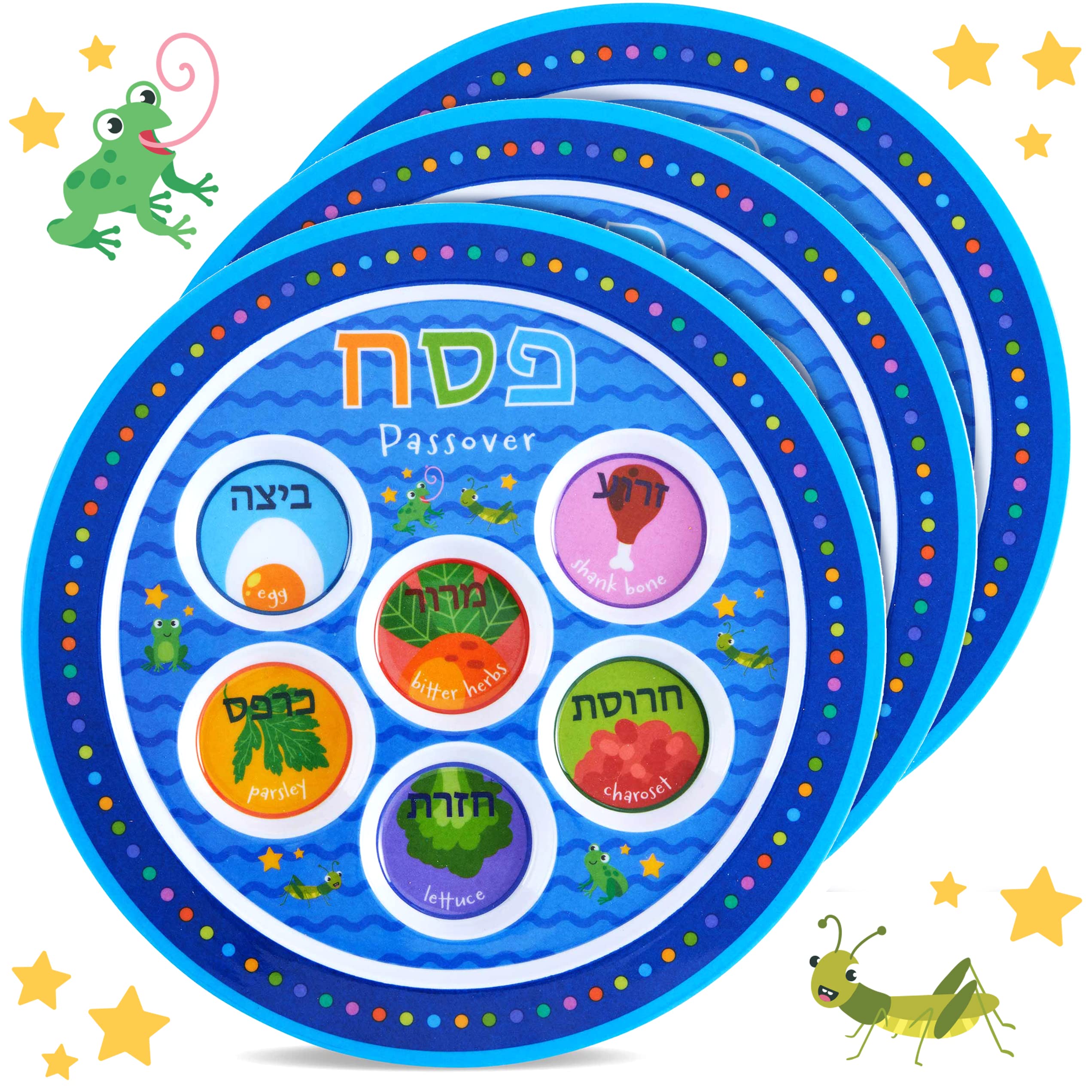 Snapklik.com : Exciting Childrens Passover Seder Plate 9" Melamine BPA ...