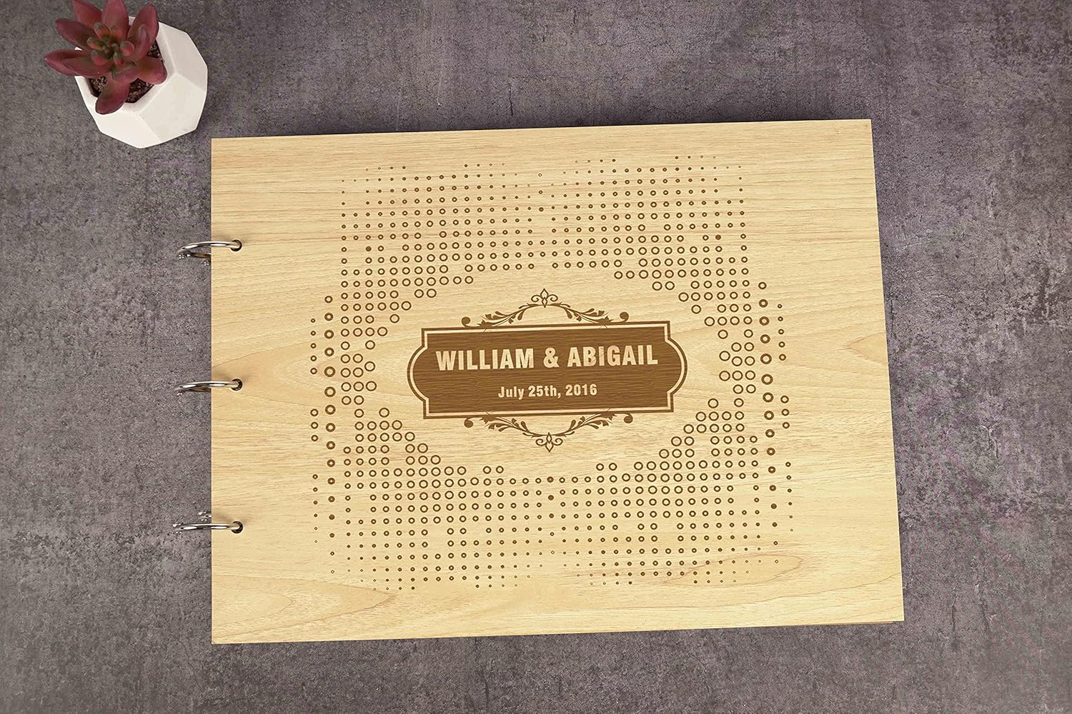 Darling Souvenir Personalized Engraved Laser Cut Wedding Guest Book Wooden Cover Sign-in Book Registry Guestbook Scrapbook-CK