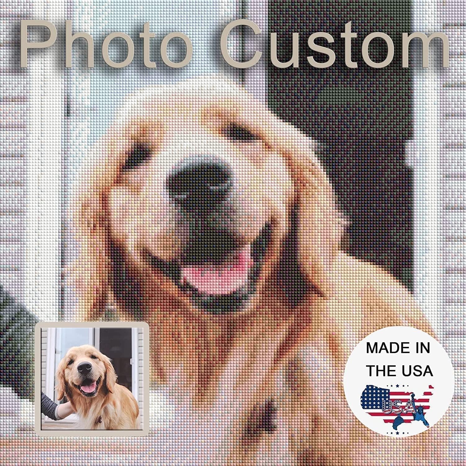 Custom Diamond Painting Kits Full Drill for Adults,5D DIY Diamond Painting Personalized Photo, Private Custom Your Own Picture Gift for Family Home Wall Decoration - Full Round Drill, 20x20 inch