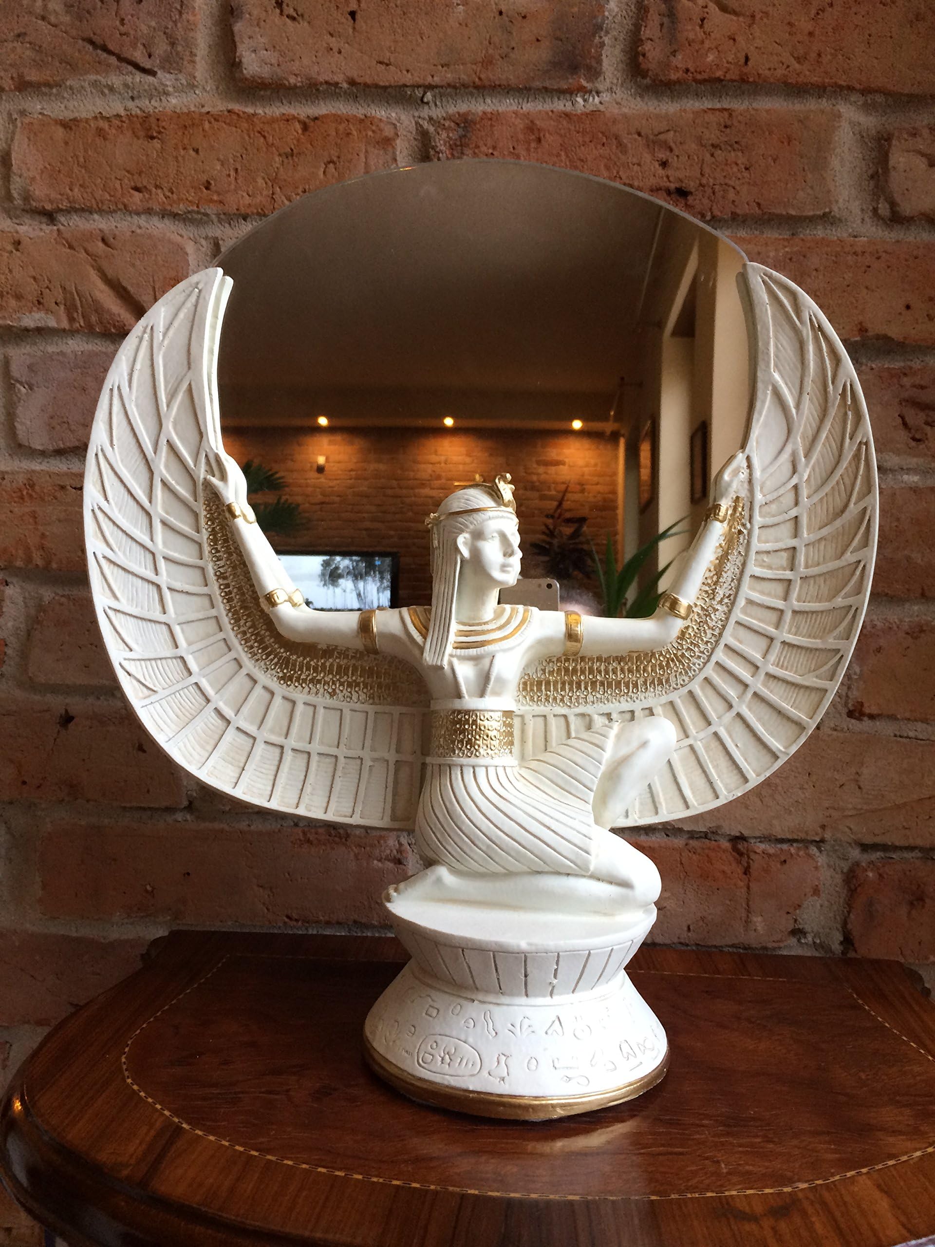Karo Flight ISIS WINGS Pharaoh Egypt Mythology Women's Bust Statue Sculpture Hand Painted Plaster
