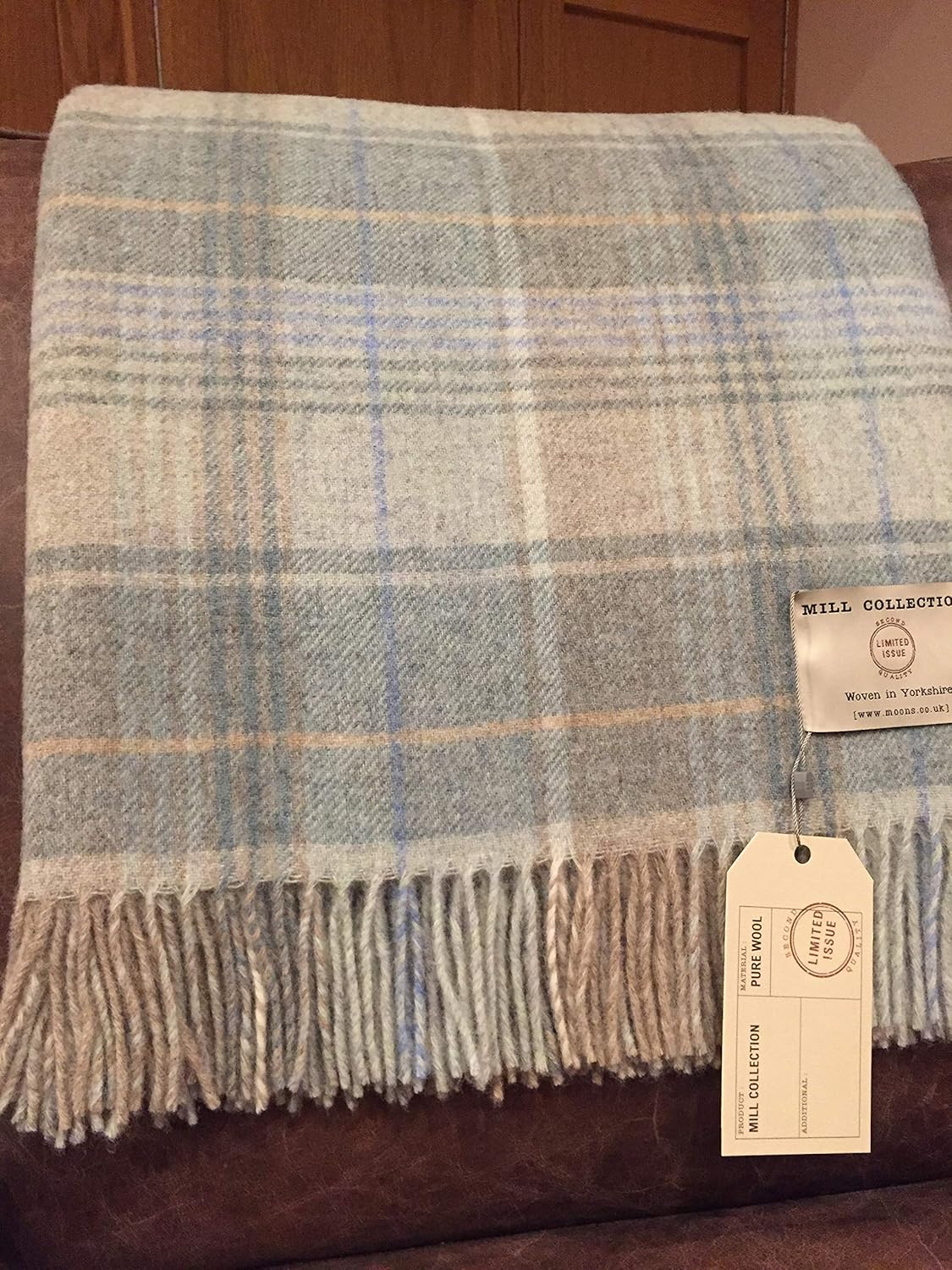 Bronte By Moon 100 Wool Throw Factory Slight Seconds Mill Collection Green Blue Muted Check Amazon Co Uk Home Kitchen