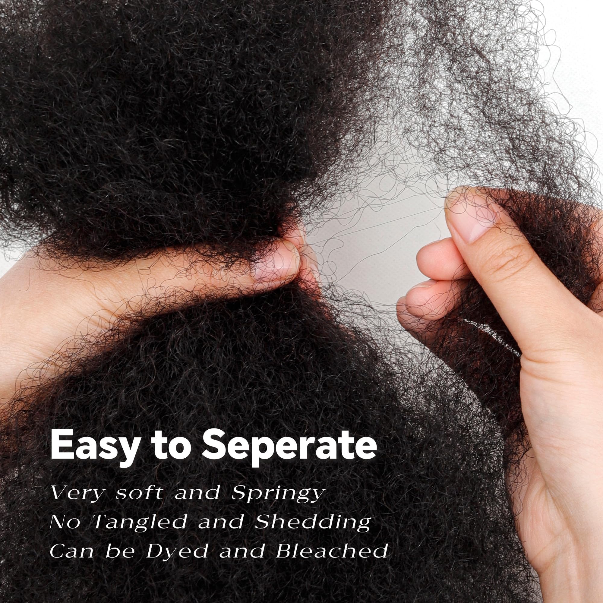 12 Inch afro kinky-curly human hair bulk for Dreadlock Extensions and Twist Braiding 100% Human Hair Repair Locs 50g/Pack Afro Kinkys Bulk Human Hair(Natural Black - Image 2