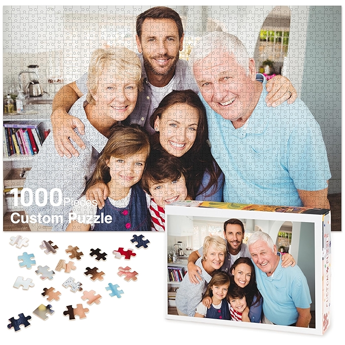 Easycosy定制照片拼图 - 个性化1000片拼图，适合作为家庭、成人、宠物节日生日婚礼礼物