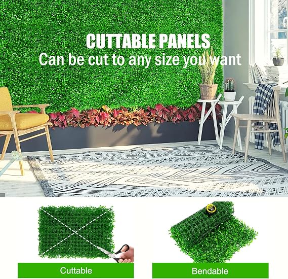 TOPDEEP 12 Pieces 24x 16 Artificial Boxwood Panel, Grass Wall Panel, Boxwood Hedge Wall Panels UV Protected Suitable for Artificial Green Wall Decor, Fence Garden Wedding Backyard Decor