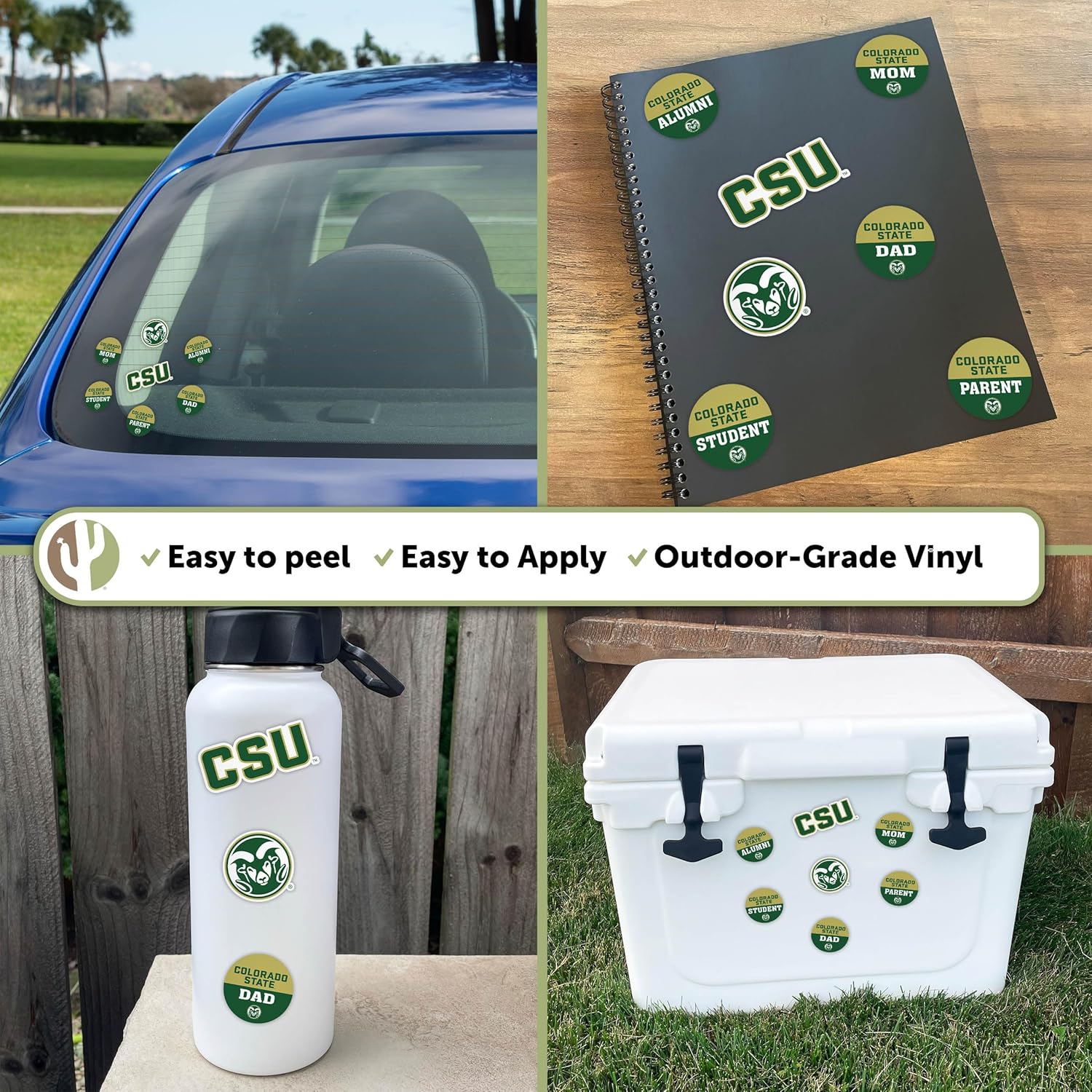 Desert Cactus Colorado State University Sticker Rams CSU Vinyl Decals Laptop Water Bottle Car Scrapbook (Round Family) - Image 5