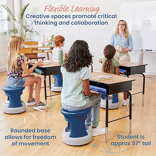 Miniatura 48 de ECR4Kids Taburete tambaleante de almacenamiento, altura del asiento de 15 pulgadas, asientos activos, azul/gris claro Negro -,Azul,gris, azul,