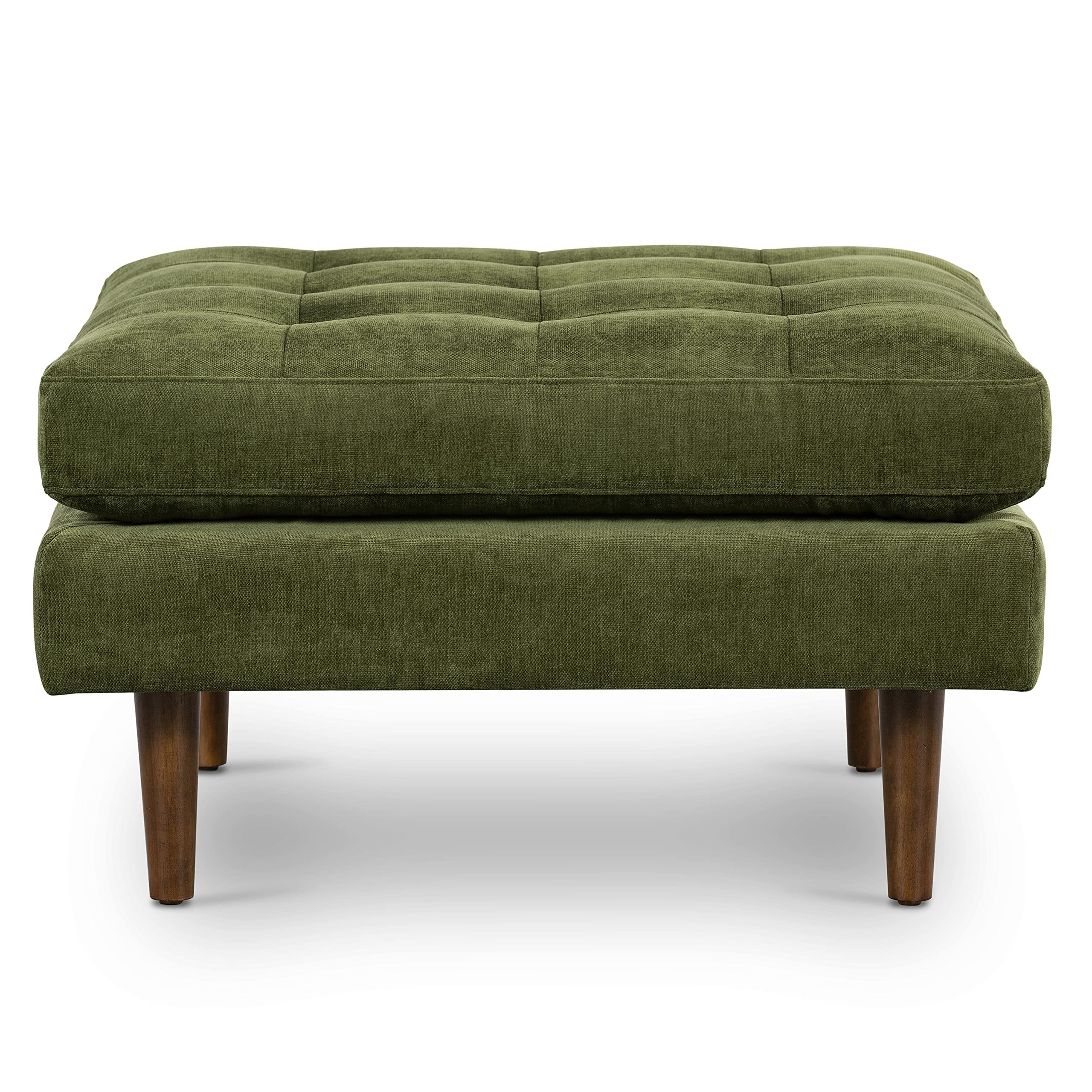 Poly and Bark Napa Velvet Ottoman in Distressed Green