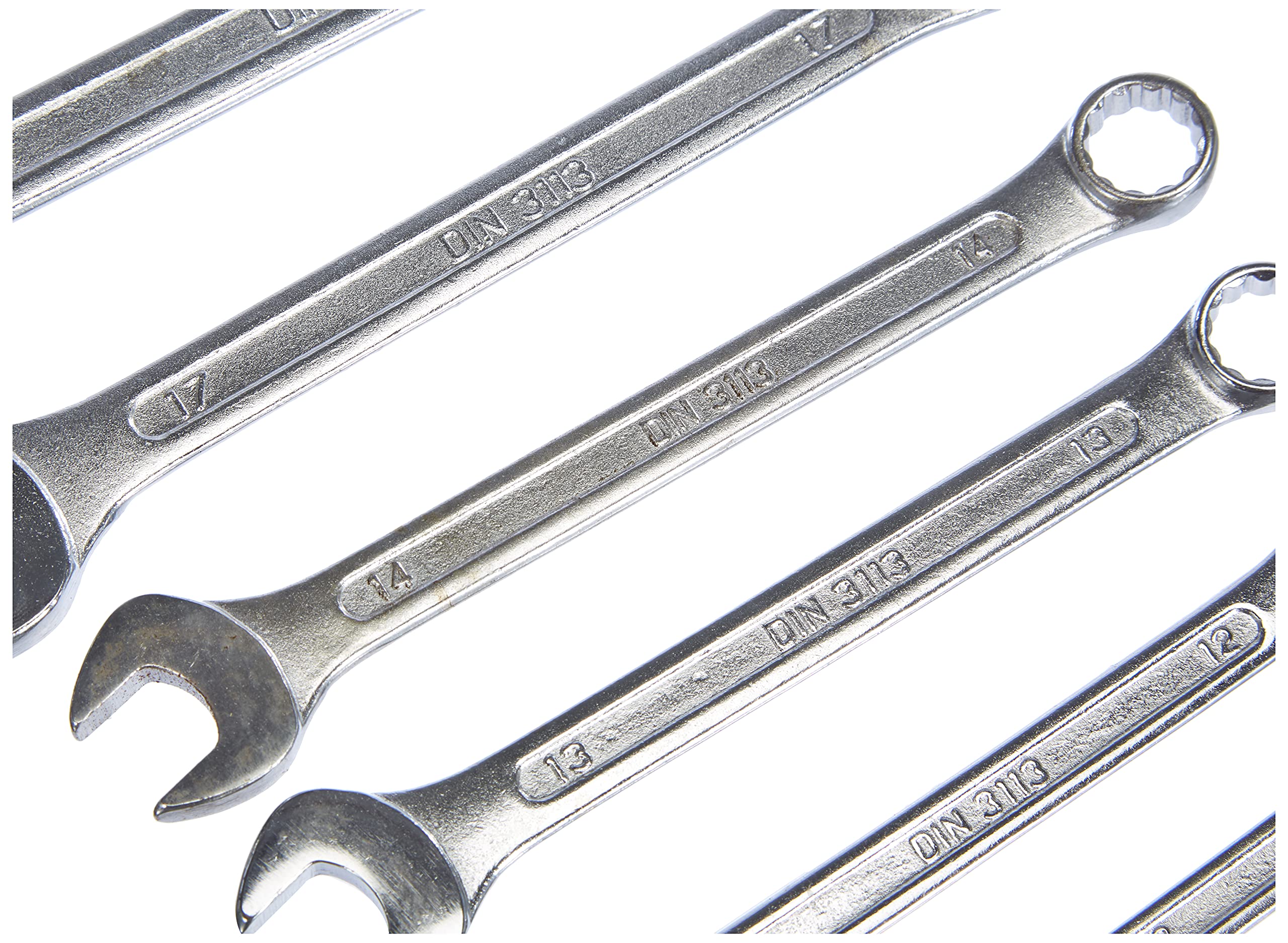 Gabel-Ringschlüsselsatz Extra Kurz, 10-tlg., 10-19 Mm, Chrom-Vanadium Stahl Verchromt – In Werkzeugtasche