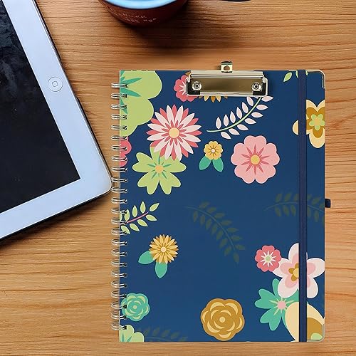 Miniatura 5 de Carpeta con espiral tipo portapapeles, 5 carpetas adicionales con 10 bolsillos de almacenamiento, bloc de notas rellenable con forro recargable,