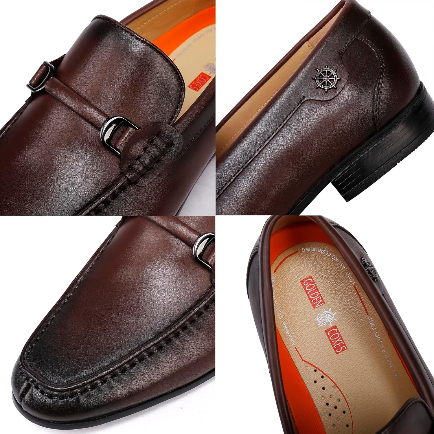 Mens Buckle Dress Shoes Loafers Classic Leather Business Dress Loafer Formal Slip On Penny Loafer Shoes - Image 2