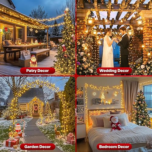 Miniatura 8 de 200 luces LED de Navidad de 66 pies, luces de Navidad parpadeantes con 8 modos y temporizador, luces de árbol de Navidad impermeables al aire libre