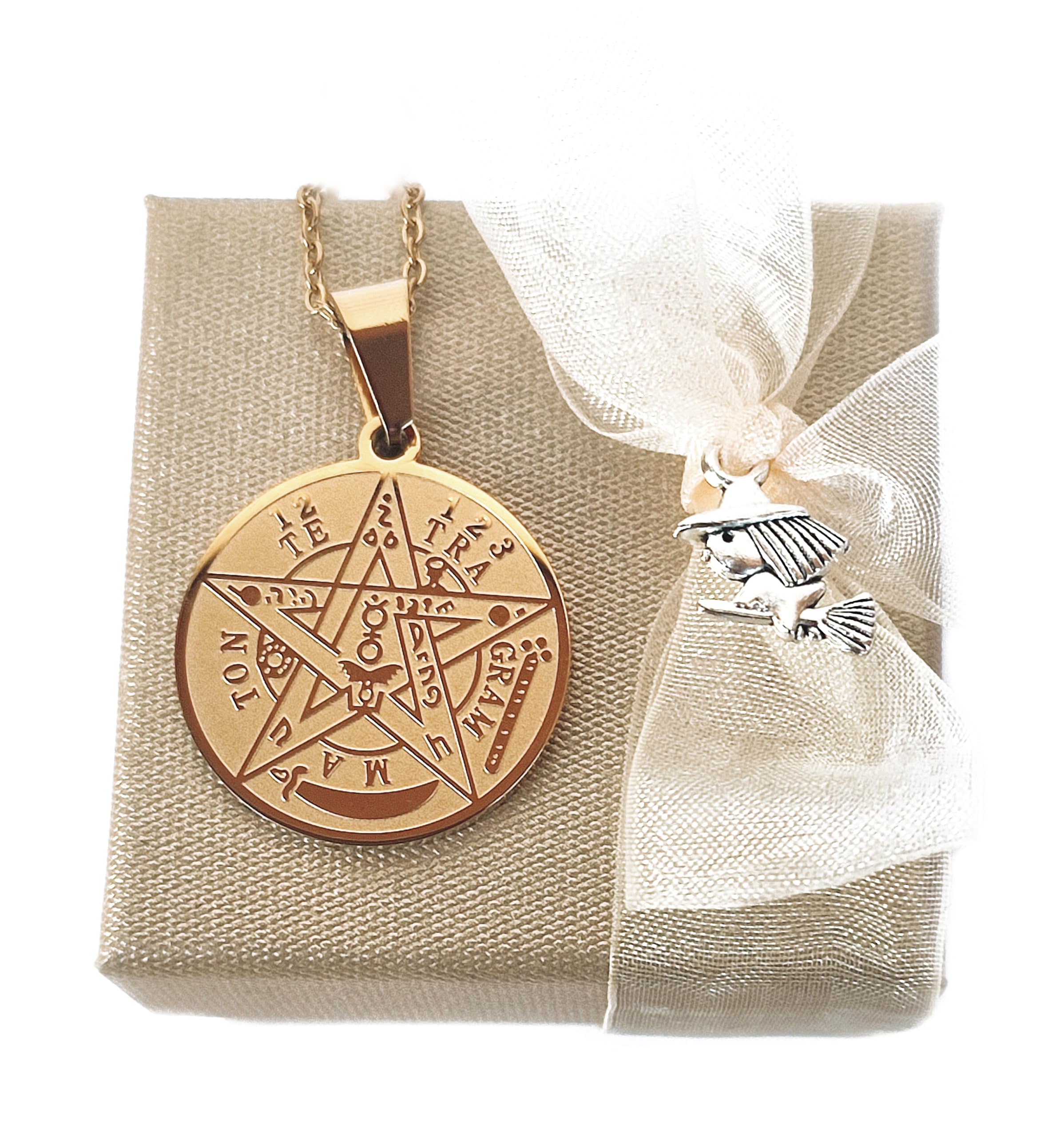 Simboliks Tetragrammaton colgante de acero, Amuleto de protección mal de ojo y mala energía, Talismán de protección personal, Pentáculo, Tetragrammaton contra el mal de ojo hechizos Amuleto