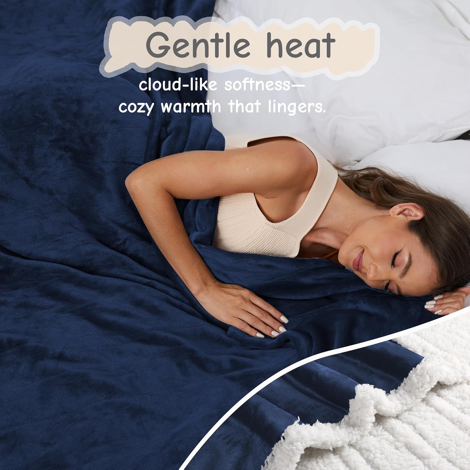 Electric Heated Blanket Full Size 72"x84", Soft Flannel with Overheat Protection, 9 Adjustable Heat Settings & 10-Hour Auto-Off Timer, Fast Heating for Winter Comfort, Navy Blue 08-navy Blue Full 72"x84"