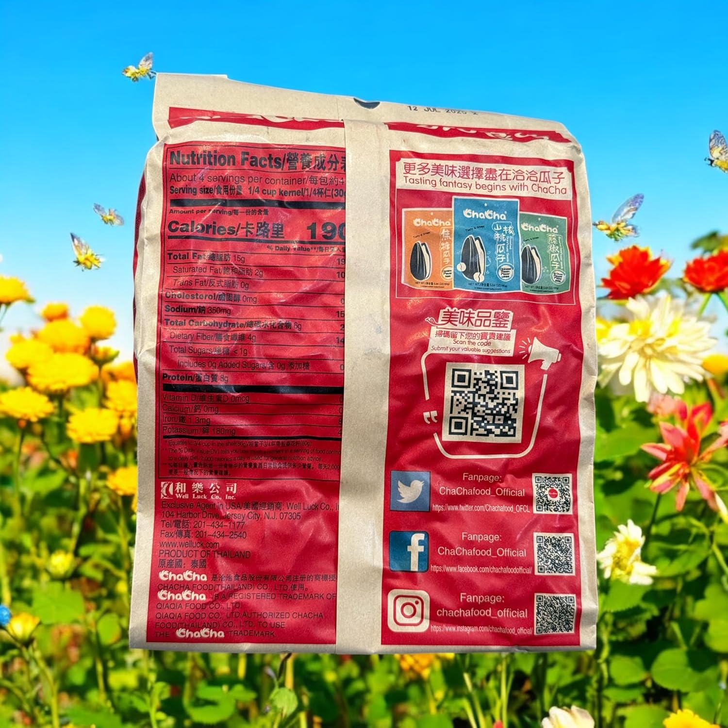 2 Packs - Spiced Sunflower Seeds - Hat Huong Duong Co Vi - 8 Oz Per Bag with 2 Bags per Order - Product of ThaiLand