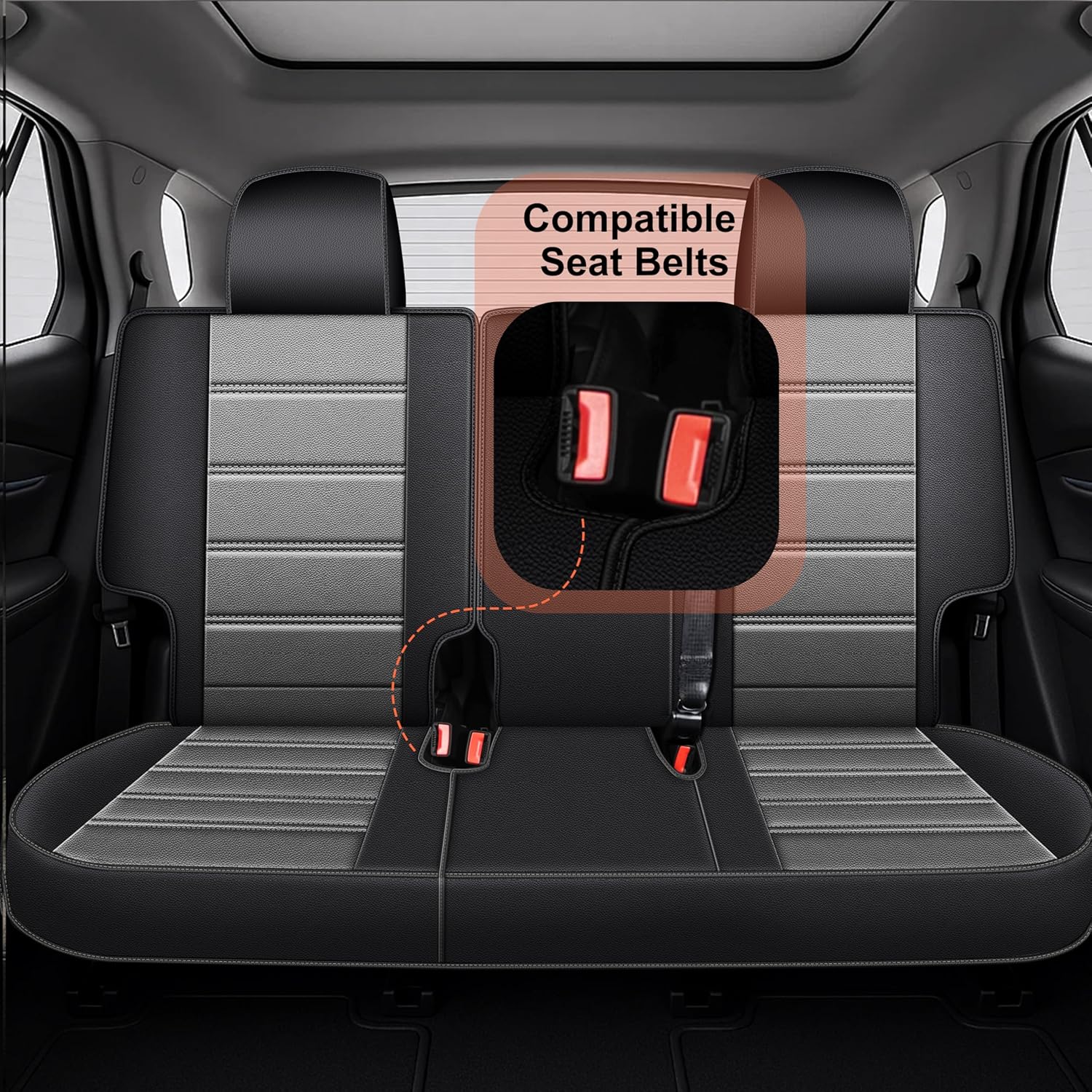 Custom Equinox Seat Covers for Chevrolet Chevy Equinox 2018 2019 2020 2021 2022 2023 2024, LT LS Premier RS LT Fleey (Not for EV), Faux Leather Car Seat Covers Full Set for Equinox - Gray