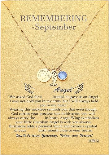 Regalos de aborto espontáneo para madres Collar con colgante de ángel guardián para pérdida de embarazo Piedra de nacimiento Recuerdo de mí Regalo
